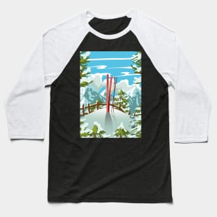 Cartoon ski landscape Baseball T-Shirt